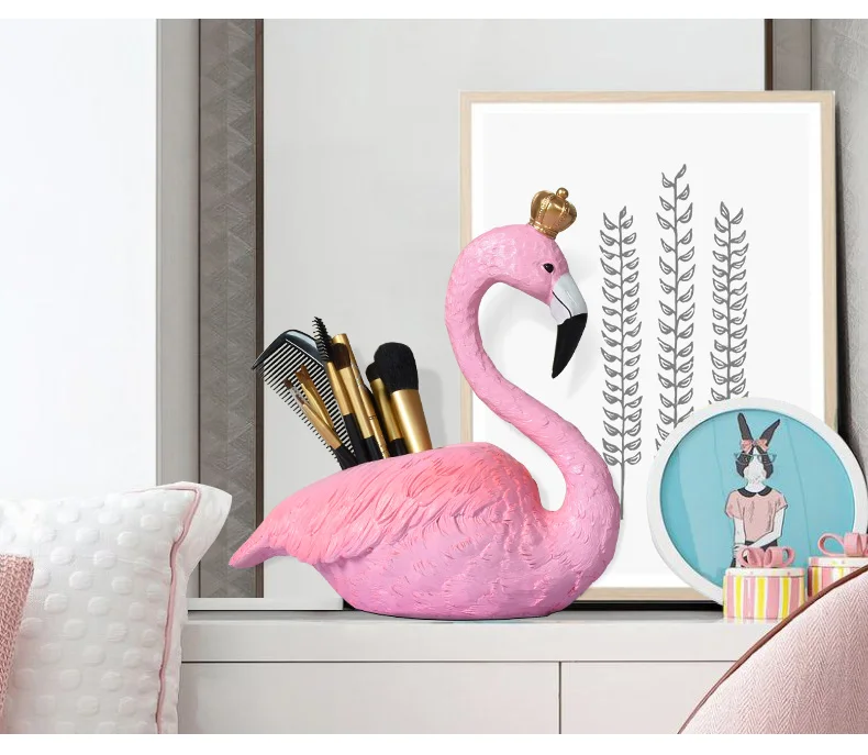 Новый творчески Розовый фламинго полимерная ручка контейнер держатель офис Организатор украшение стола подарок идеальный подарок