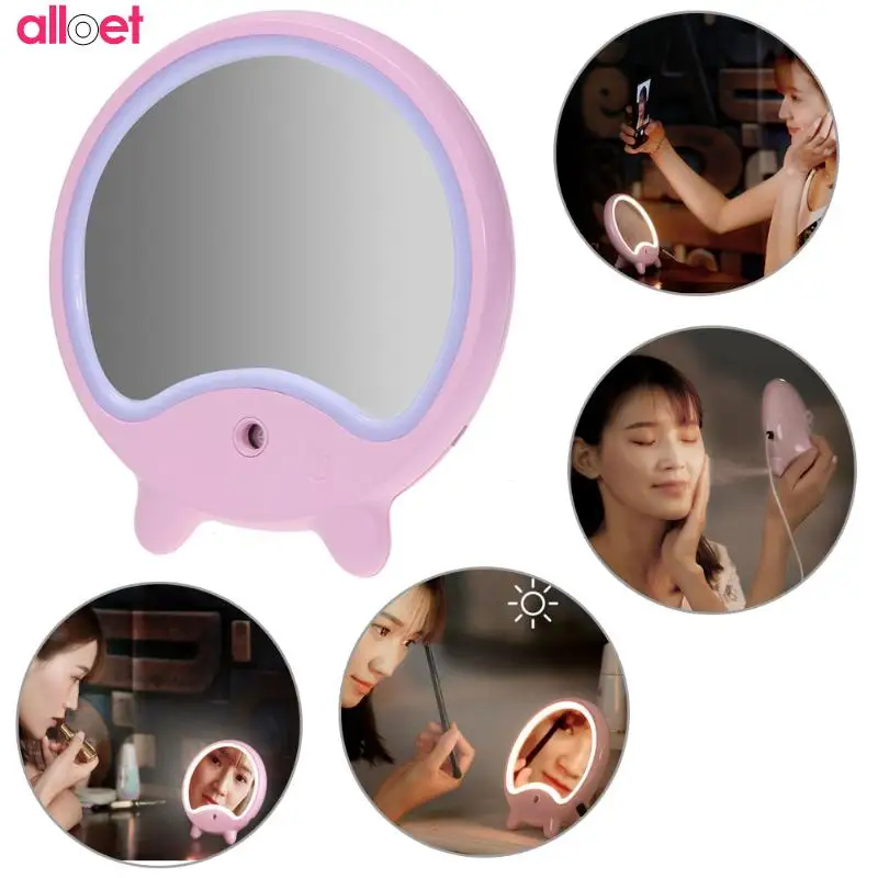 

2in1 LED Light Makeup Mirror Nano Moisturizing Skin Water Mist Sprayer Facial Humidifier Led Vanity Mirror with Lights
