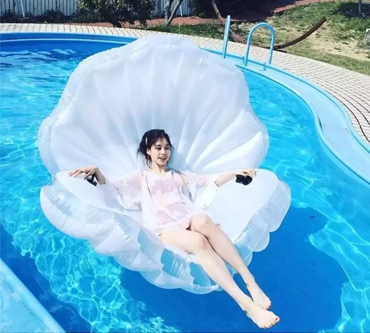 173 см гигантская надувная оболочка бассейн поплавок дизайн Лето Вода Воздух кровать для отдыха раскладушка с жемчугом Seashell гребешок доска