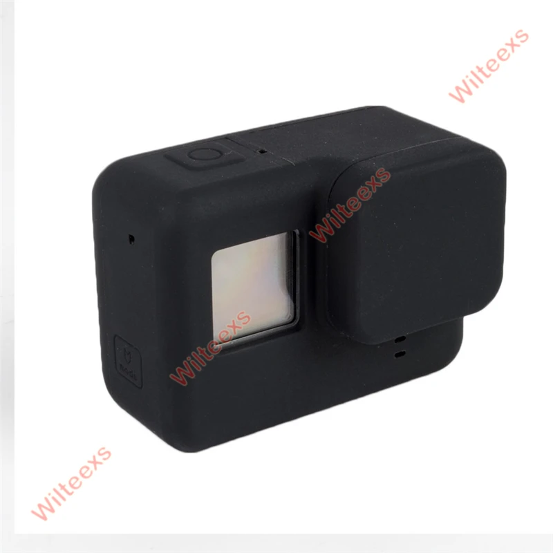 Аксессуары для GoPro, силиконовый чехол для камеры, защитная крышка для объектива Gopro Hero 5/6, мягкая резиновая сумка для камеры - Цвет: Black