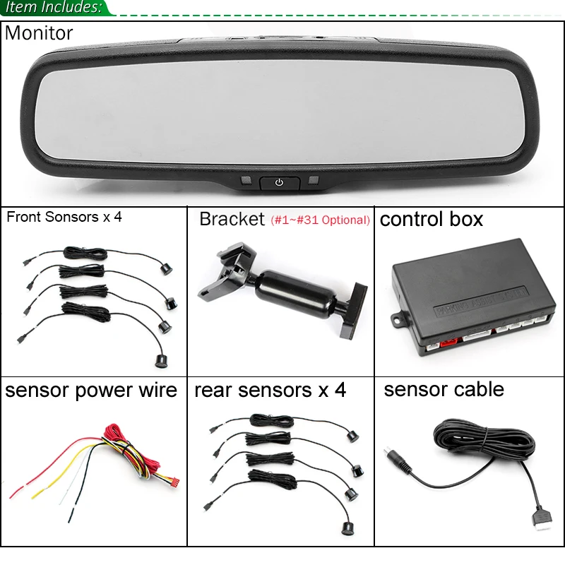 Кронштейн для салона автомобиля зеркало заднего вида монитор с передним задним датчиком парковки 8 шт. 22 мм радар сенсор s