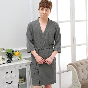 남성 와플 목욕 로브 기모노, 플러스 사이즈 빨아 먹는 물 수건 목욕 가운, 스파 호텔 신부 들러리 드레싱 가운, 여름 여성 섹시한 잠옷