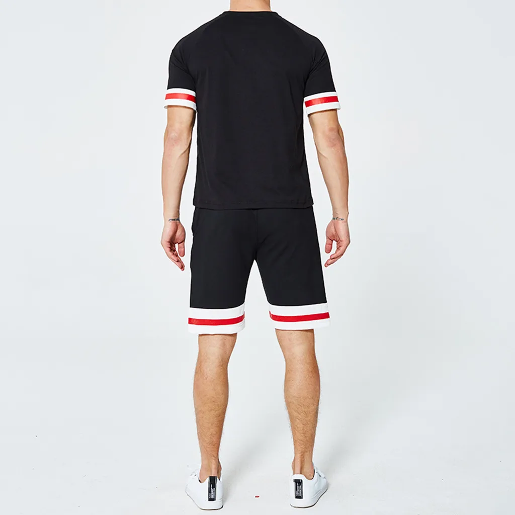 Мужская летняя футболка с короткими рукавами и шорты, спортивный костюм, мужская спортивная одежда высокого качества, модная футболка