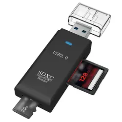 2 в 1 устройство для чтения карт USB 3,0 Plug-and-play компьютерные компоненты для ноутбуков SDHC/SDXC/MMC/Micro USB с нейлоновым T-Flash Карты памяти и аксессуары