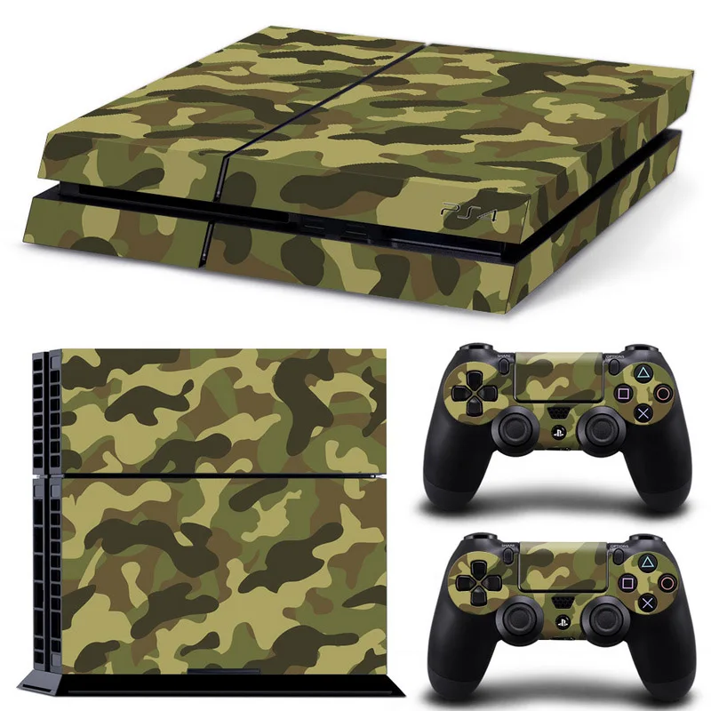 Camouflage Plastic Vinyl Skin Sticker For Sony Ps 4 Console with 2 Controllers Cover For PS4 Gamepad Joypad Decal 
