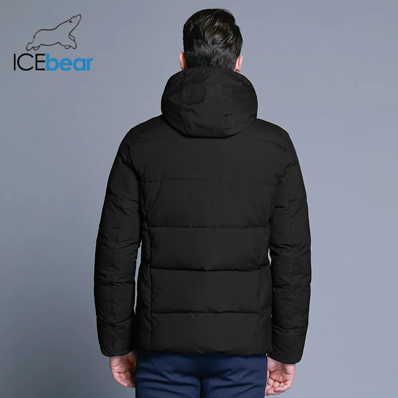 ICEbear 2019 Новая зимняя мужская куртка простое модное пальто с капюшоном вязаный