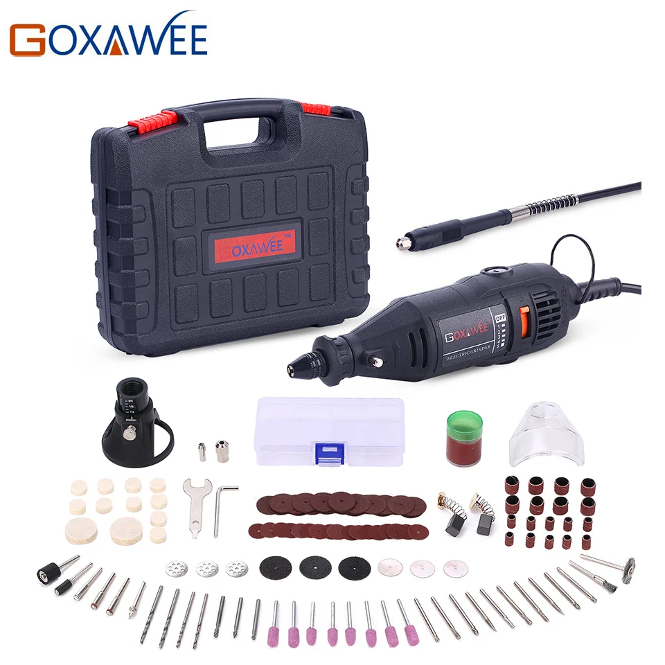Günstig GOXAWEE 220V Power Tools Elektrische Mini Bohrer mit 0,3 3,2mm Universal Chuck Shiled Dreh Werkzeuge Kit set Für Dremel 3000 4000