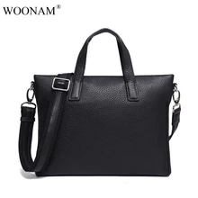 WOONAM Мужская модная Высококачественная Роскошная Высококачественная натуральная телячья кожа с верхней ручкой, сумка для компьютера, портфель, сумка BG1015