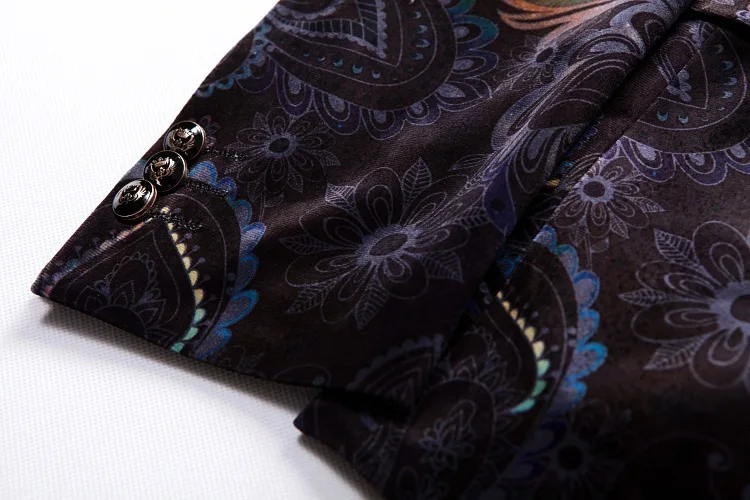 lapela impressão de veludo blazer fino ajuste