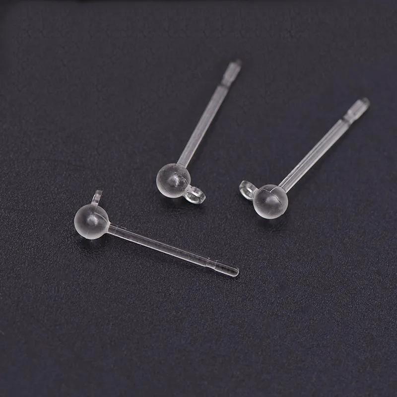 SEA MEW 100PCS Transparent Stud Earrings For Jewelry Making Women Ear Plug Resin Earrings Base Setting DIY Jewelry Components Jewelry Findings