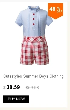 Cutestyles/ Модный комплект детской одежды для мальчиков, маленькие мужские рубашки и Синие Клетчатые шорты Детская одежда для мальчиков, B-DMCS908
