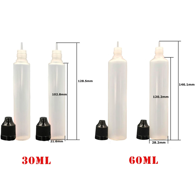 10 шт. 30 мл/60 мл пустые пластиковые LDPE сжимаемые бутылки-капельницы для электронных соков многоразовые бутылки для глаз с длинным кончиком крышки Vape контейнер