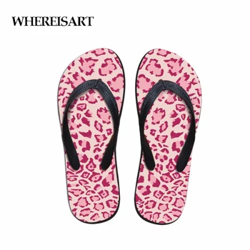 

WHEREISART Colorful Footprint Printing Slippers for Women Fashion Summer Beach Shoes Rubber Sandals Female Leopard Flip Flops