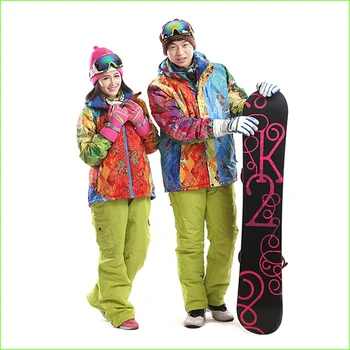 

MJP01K Men And Women Ski Suit Pants + Jackets/set Waterproof Windproof Winter Sportwear Suit Snowboard Clothing Skiing Sets