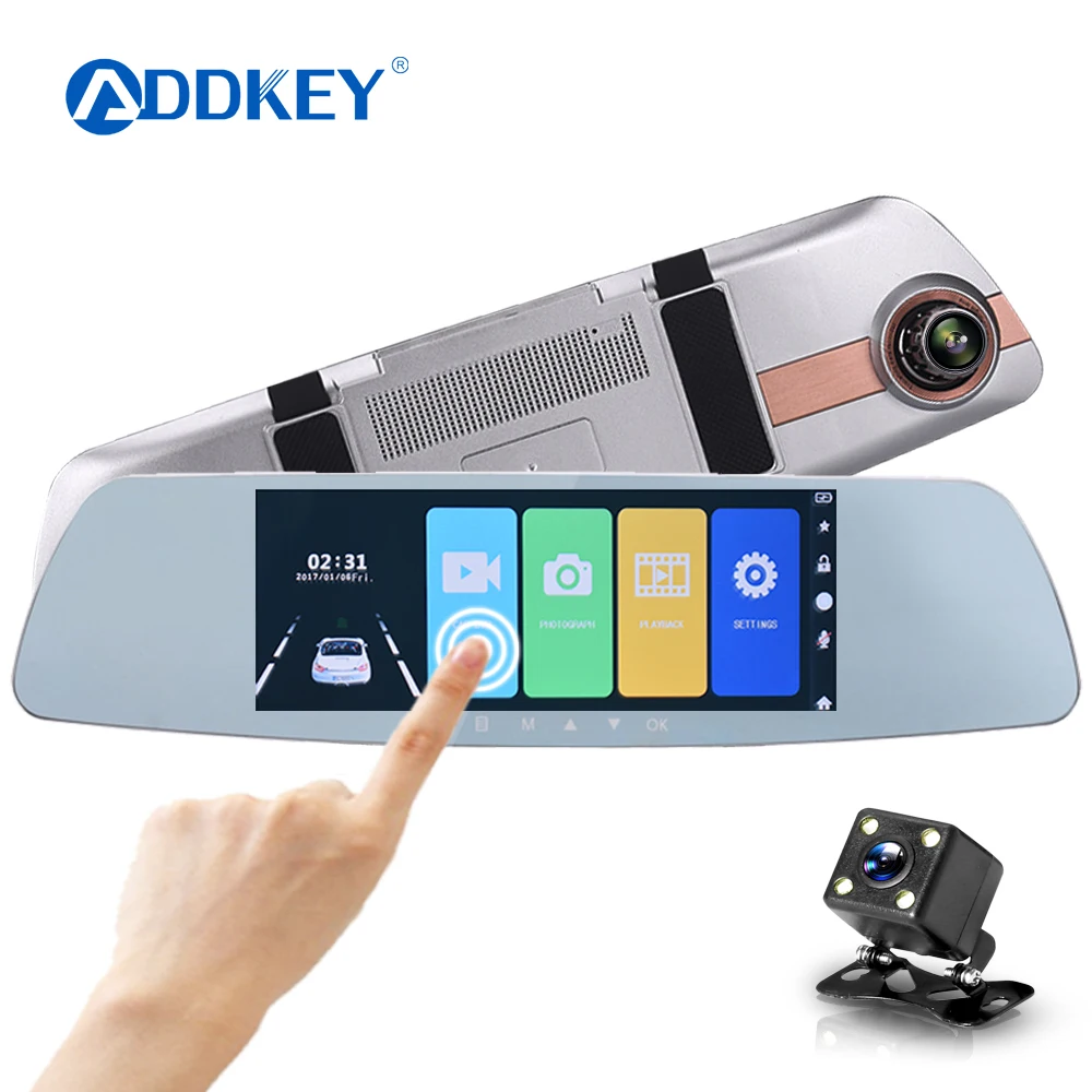 

ADDKEY Car DVR Full HD 1080P 7.0 Inch IPS Touch Screen Recorder Camera Dual Lens with Rear View Camera Auto Registrator Dash Cam