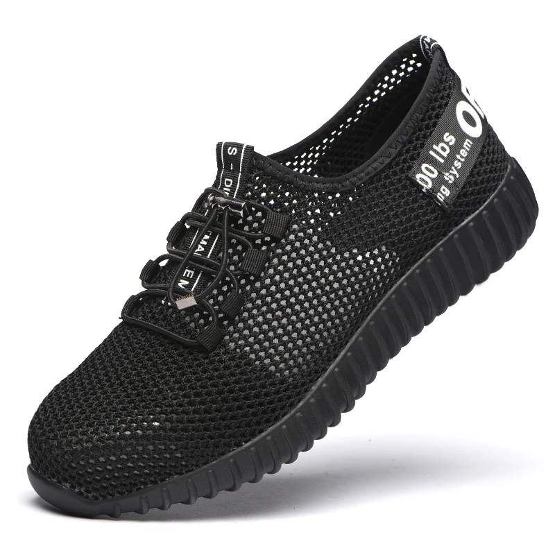 

big size men fashion breathable hollow mesh steel toe caps work safety shoes summer anti-pierce construction plant tooling boots