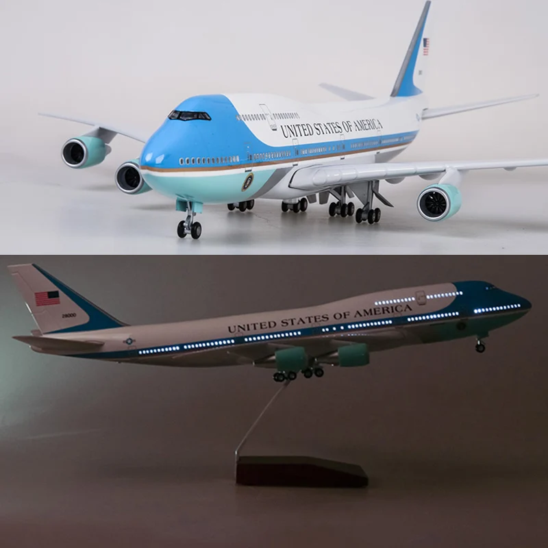 47 см модель PlaneToys Boeing 747 Air Force One модель самолета со светом и колесом 1/150 масштабная модель полученная литьем под давлением украшение из