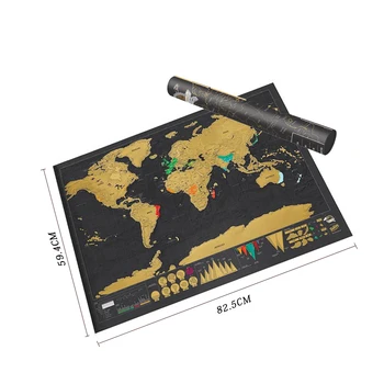 

Scratch Map Scratch Off World Travel Map Poster Copper Foil Sticker Personalized Journal Log Big Size with Cylinder Packing