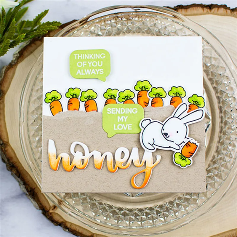 

Naifumodo Rabbit Stamps and Dies Easter Metal Cutting Dies Scrapbooking New Bunny Clear Stamp Die Cuts Card Making Crafts Dies