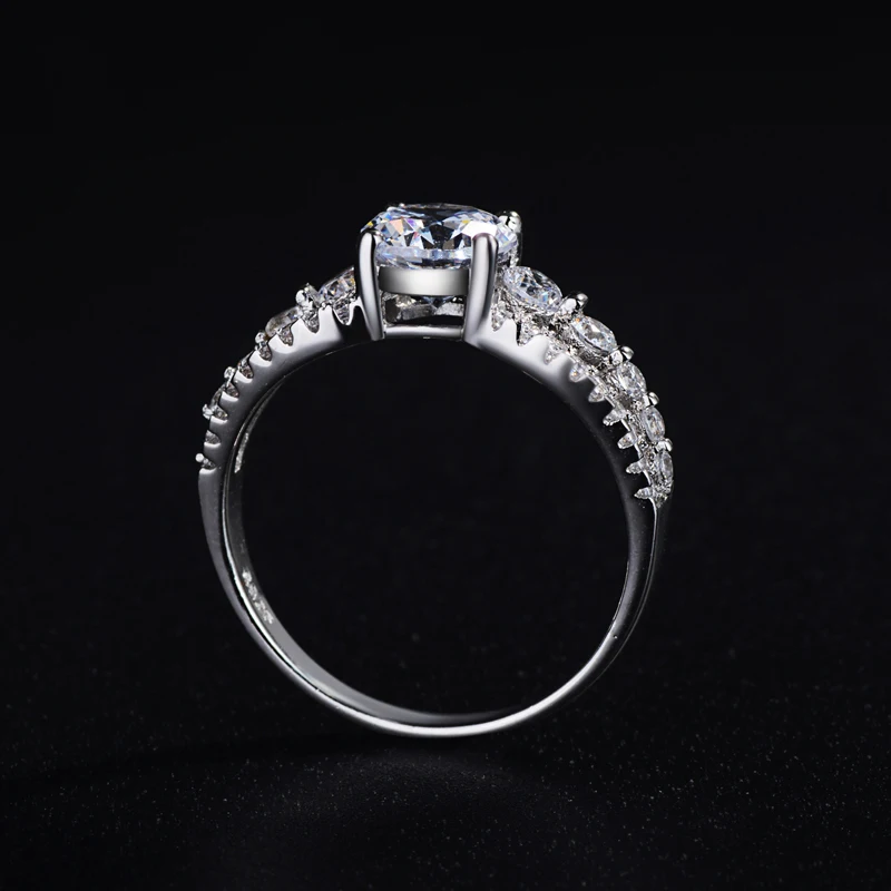 Модное простое обручальное кольцо, Инкрустированный белый цирконий, элегантное, шикарное, серебряное, Женское кольцо, для невесты, для свадьбы, для вечеринки, ювелирное изделие, Anillos
