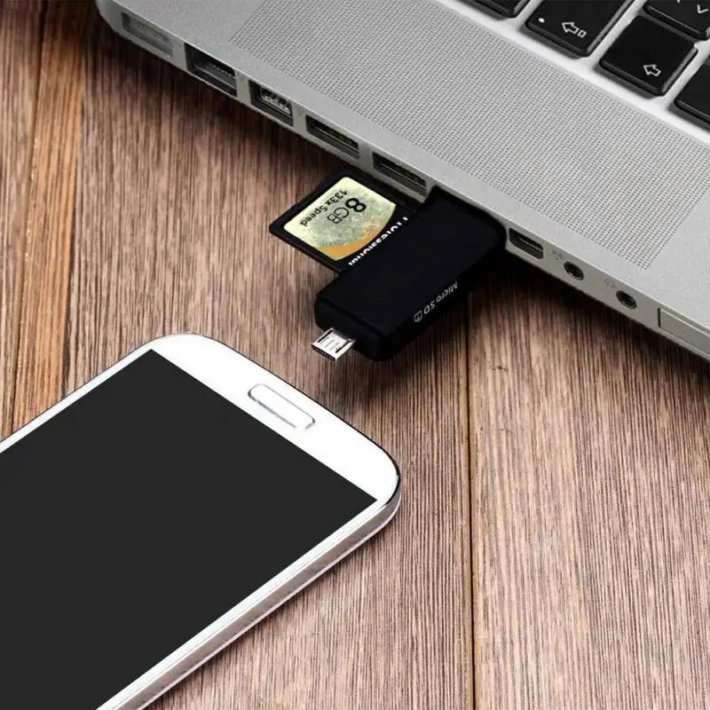 Micro USB и USB 3 в 1 OTG Кардридер высокоскоростной USB2.0 Универсальный OTG TF/SD для Android Компьютерный удлинитель-переходник