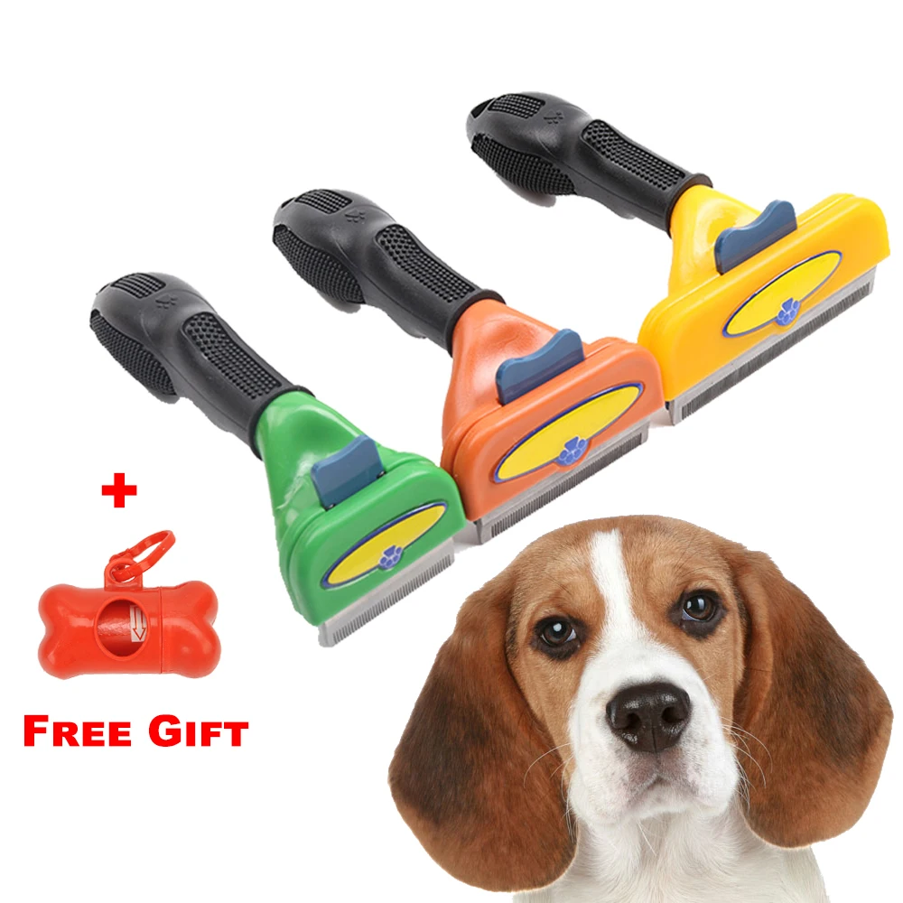 

Dog Comb Brush Pet Grooming Brush Shedding Tool Comb Edge Trimming Dog Cat Furmins Removal Rake fur brush