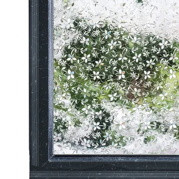 

30*200 cm laser color floral decorative window film; static non-adhesive translucent privacy for family bathroom living room