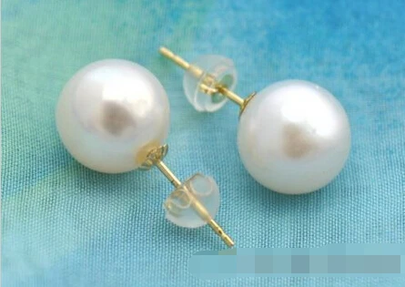 

FREE SHIPPING>>> free shipping 00425 round white FW pearl earring gold stud