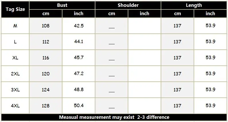 SIZE CHART
