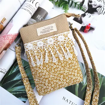 

Cotton floral lace children school bag kids travel messenger cross-body money bag small phone pouch bolsa feminina for girls