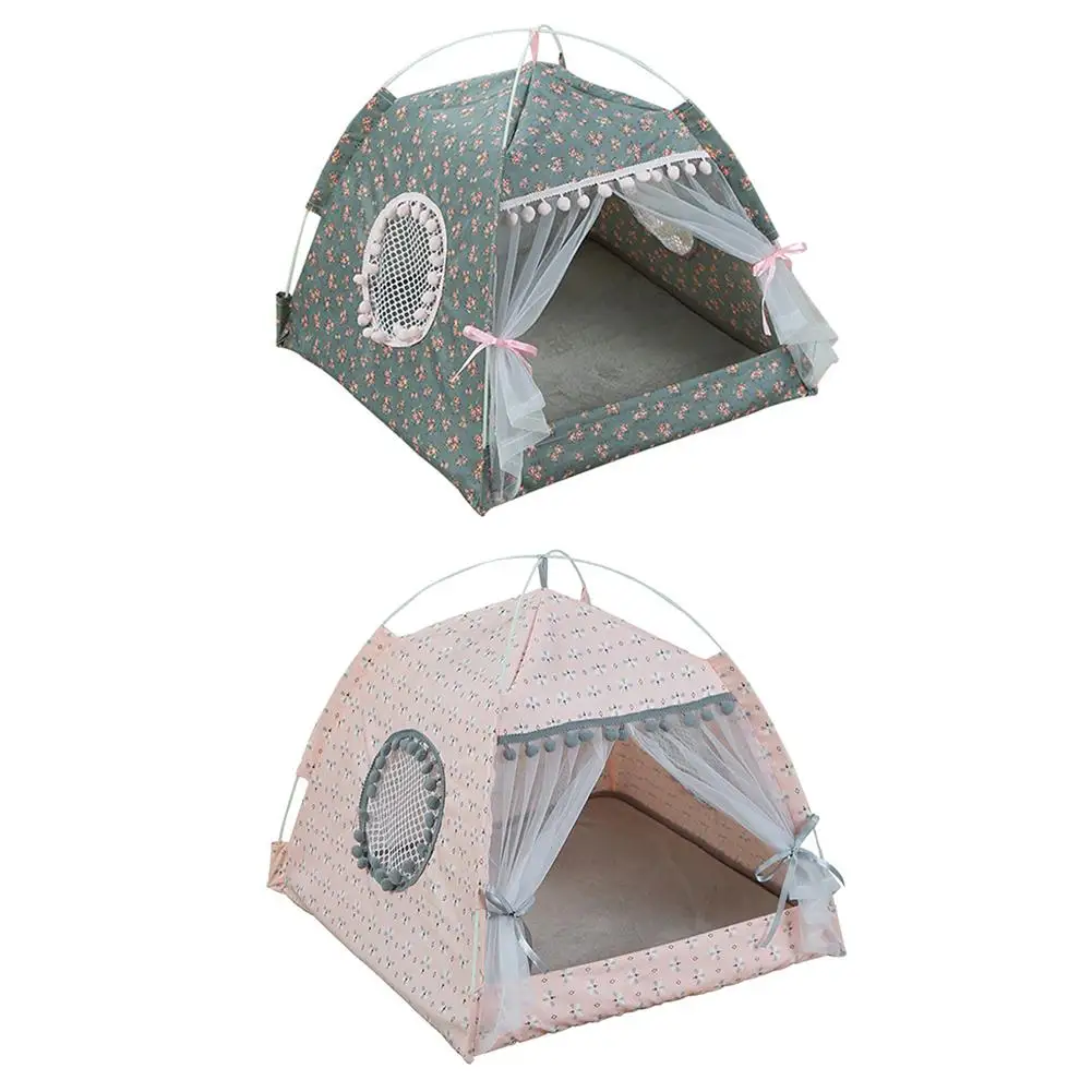 

Universal Cat Dog Tent with Mesh Net Canvas Pet House Washable Kennel Breathable Fabric Pet Nest Cat Dog Bed for Four Seasons