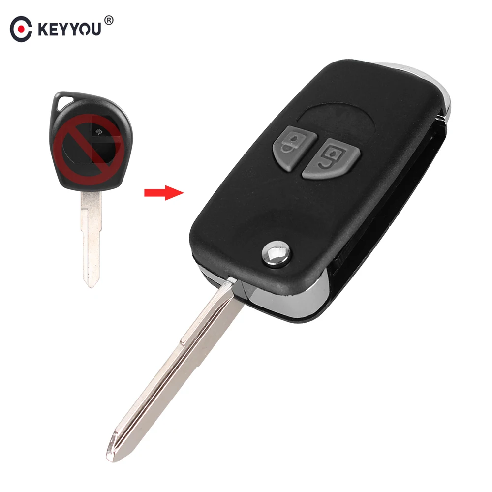 

KEYYOU Modified Flip Key Shell For Suzuki SX4 Swift Grage Vitara Alto 2 Button Folding Car Remote Key Case Shell With Button Pad