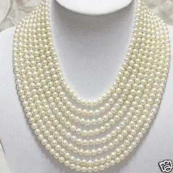 

Free shipping hot sale>>>>8 Rows Genuine 6-7mm White Freshwater Pearl Necklace