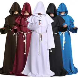 Новинка 2018 года средневековый монах клобук халат комплект мастер Friar Priest Хэллоуин Необычные косплэй костюм 88 LT88