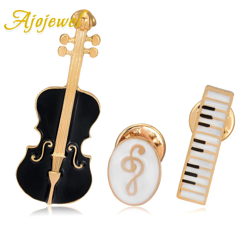 

Ajojewel Enamel Violin Keyboard Music Notes Designs Set Brooch Women Ladies Men Gift Musical Instrument Fashion Jewelry