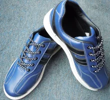 hot sale unisex leather blue professional bowling shoe