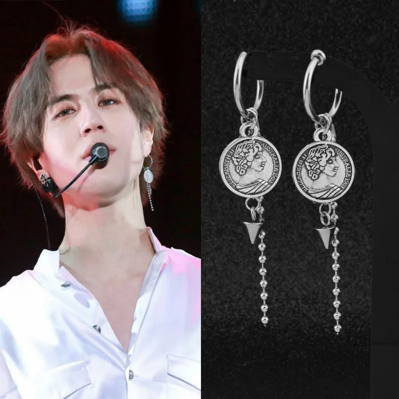 

KPOP DNA Korean fashion jewelry Stainless steel Earrings Jewelry New 1 Pair Bangtan Boys Album JIMIN Wing Stud Earrings