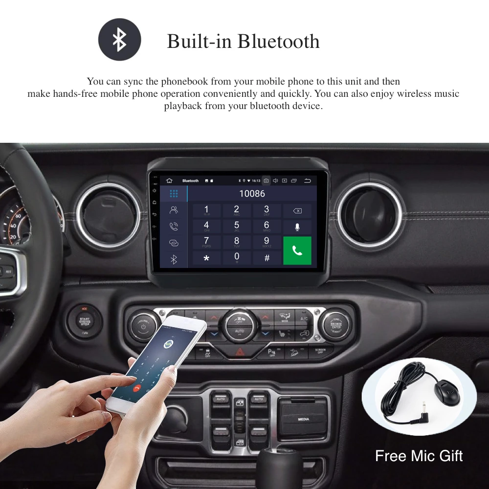 Discount Android 9.0 2 Din GPS for Jeep Wrangler 2018 2019 PX6 DSP IPS HDMI 4Gb+64Gb RDS WIFI BT USB AUX  carplay OBD free Map 1