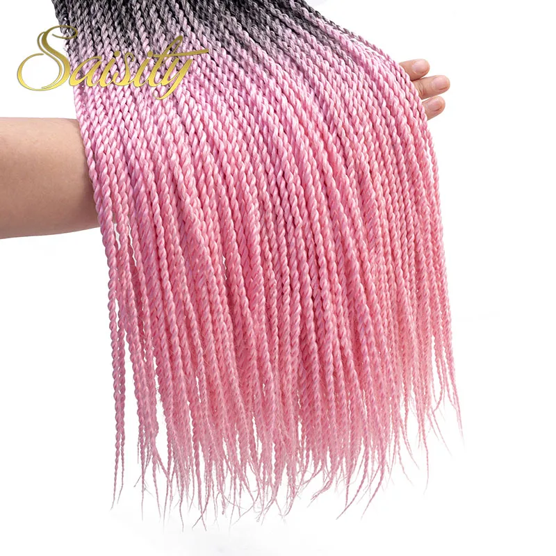 Saisity Ombre Сенегальские вьющиеся волосы крючком косы 24 дюйма 20 корней/упаковка синтетические плетеные волосы для женщин серый, розовый, коричневый