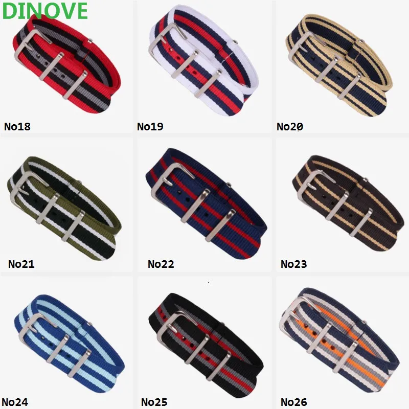 

12mm to 24mm width New Arrival Solid Colors Nylon Wrist Watch Strap Bands Buckle Pin Width 12/14/16/18/20/22/24 mm Wholesale