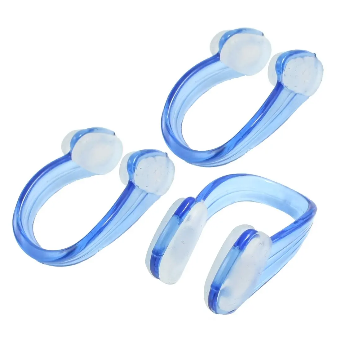 LGFM-3 Pcs Men Women Clear Blue PVC Silicone Swim Swimming Nose Clip