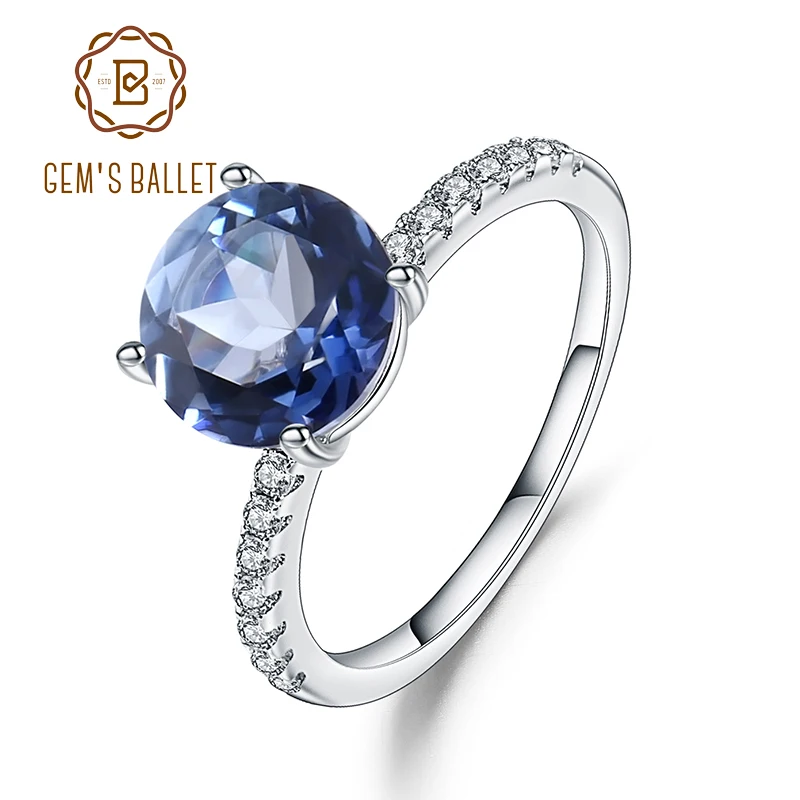 

Gem's Ballet 2.73Ct Natural Iolite Blue Mystic Quartz Ring 925 Sterling Silver Solitaire Engagement Rings For Women Fine Jewelry