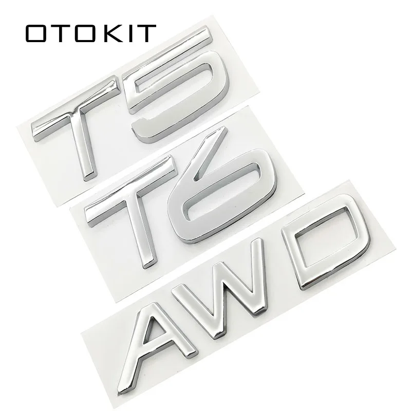 

3D Metal T5 T6 AWD LOGO Emblems Badges Car Sticker Letter Decal Car Styling For Volvo XC60 XC90 S60 S80 S60L V40 V60 Tail Fender