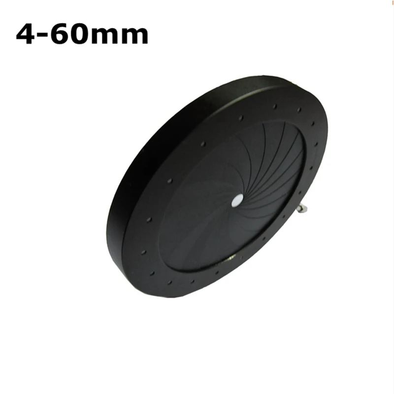 

4-60 mm Amplifying Diameter Zoom Optical Iris Diaphragm Aperture Condenser with 18 Blades for Digital Camera Microscope Adapter