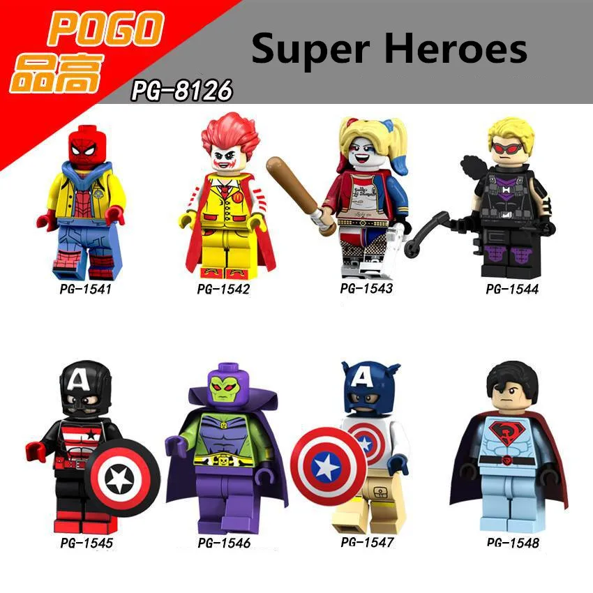 

Blocks PG8126 Iron Man Game Spiderman Batman Joker Jason Vulture Silk Masked Robber Spider-Man Bricks Gifts Toys for Children