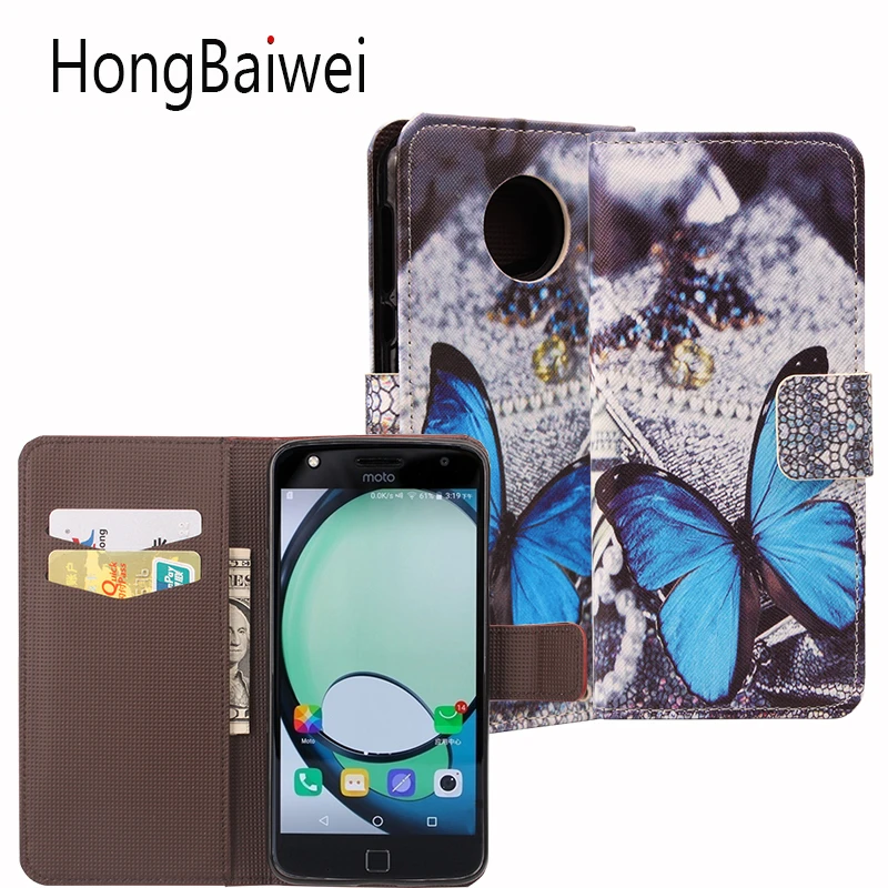 

HongBaiwei for Moto Z Play Case Cover Leather Butterfly Eiffel Pattern Flip Card Slot Wallet Phone Bag Case for Moto Z Play