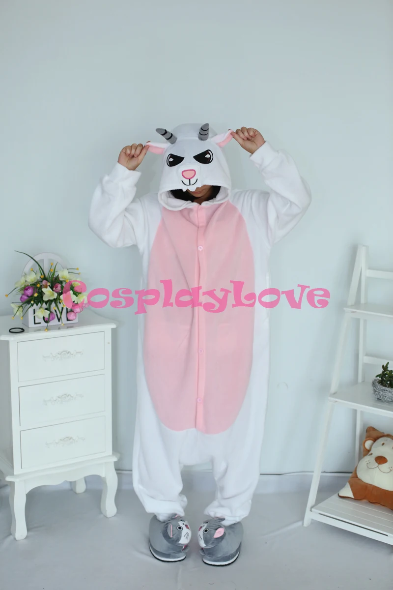 

Goat Pajamas Animal Cosplay Costume Coral Women Men Kid Adult Pajamas Onesies Cartoon Halloween Sleepwear Sleepsuit