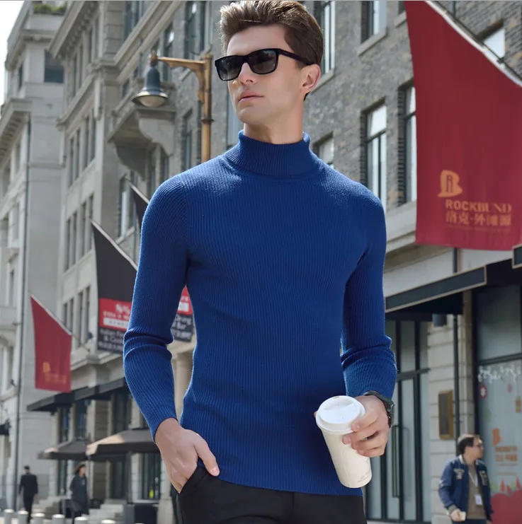 ZOEQO новые зимние мужские толстые водолазки, мужские свитера пуловер мужские кашемировые свитера повседневные Пуловеры и свитера - Цвет: dark blue