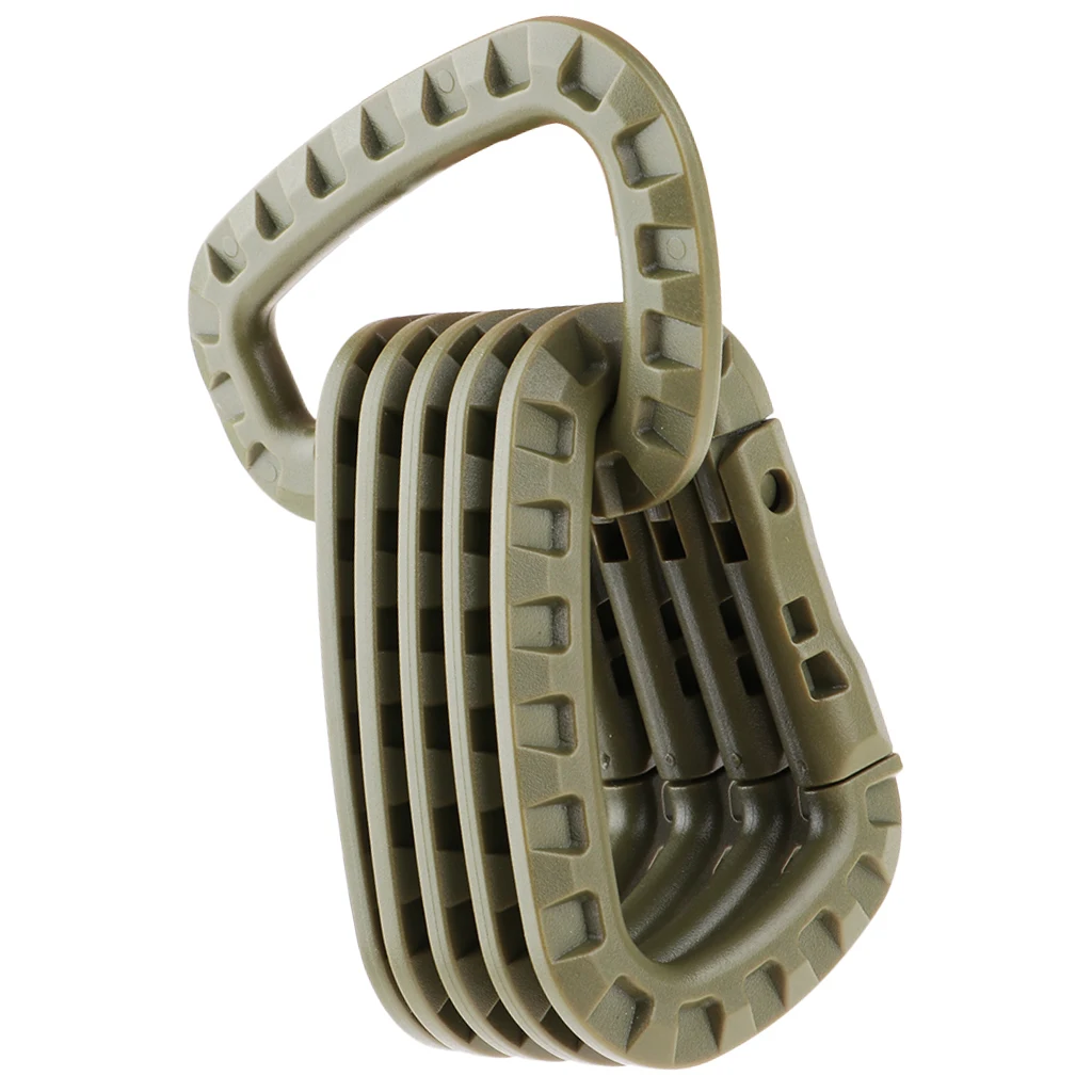 

6 Pcs D-Ring Locking Carabiner Hard Polymer Lightweight Key Chain and Backpack Clip for Outdoor Camping Hking Fishing