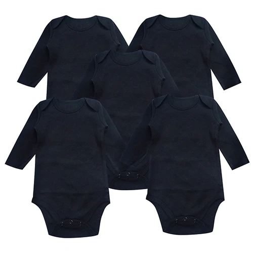 5 упак. новорожденных боди для маленьких мальчиков обувь девочек одежда для малышей унисекс Белый с длинным рукавом боди - Цвет: Черный